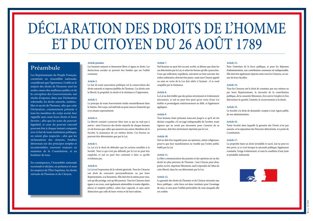 Texte Déclaration Droits De L Homme Et Du Citoyen 1789