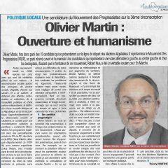 Olivier Martin, candidat du MdP dans la 3e circonscription de l’Yonne :