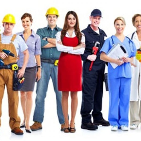 Group of employee people. Business team isolated on white background.